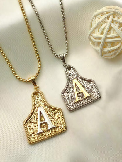 Cowtag Initial Necklace